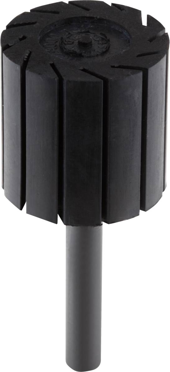 A black grinding head with spirally arranged lamellae.