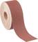 A large roll of sandpaper with a reddish-brown surface, unrolled sideways on a light background.