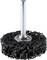 A tool attachment with a handle, consisting of a dense, black, abrasive cleaning surface, suitable for power drills.