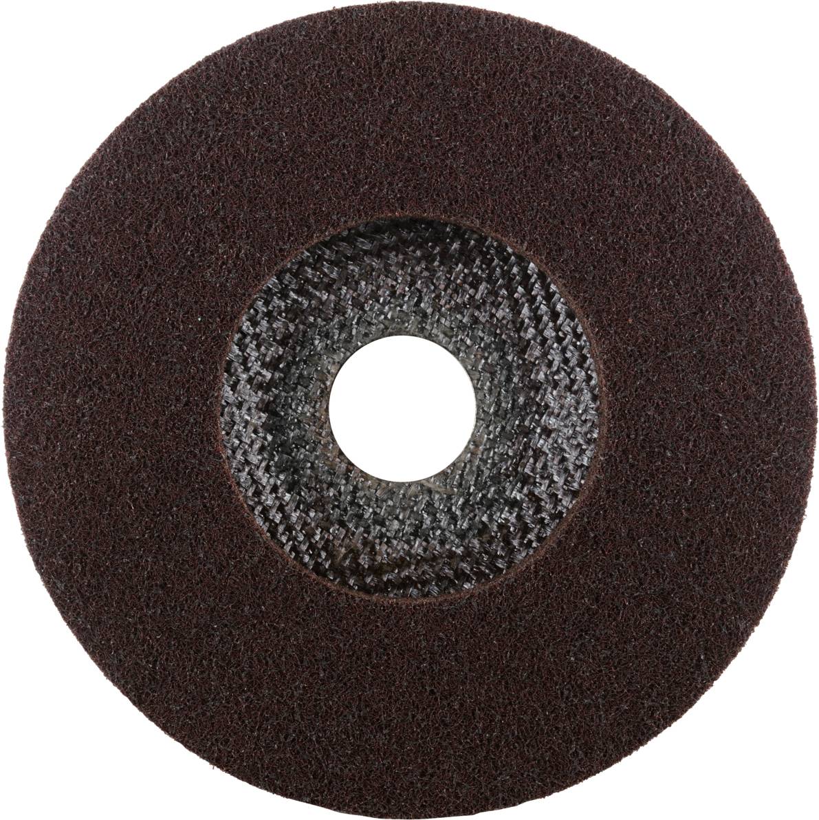 Brown grinding wheel with a central hole, surface texture visible. Used for grinding metal or wooden surfaces.