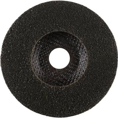 Grinding wheel with a coarse, dark surface and a circular hole in the centre, suitable for grinding materials.