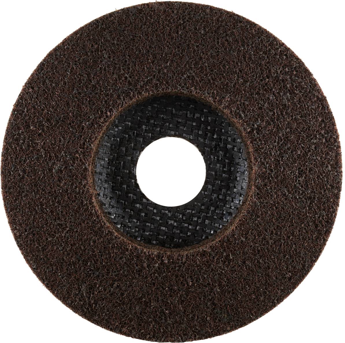 A brown grinding wheel with a black centre, viewed from above.