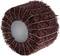 A russet-brown grinding wheel with a textured surface and white inner area; used for grinding metals.
