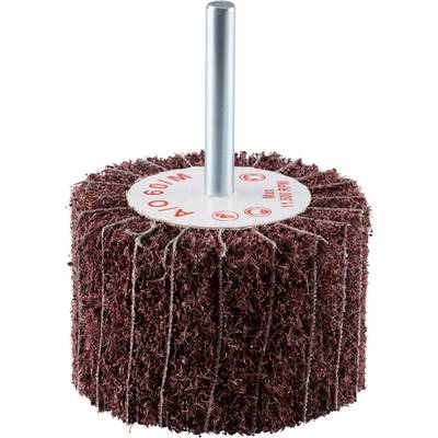 'Abrasive fleece disc with a metal pin in the centre, control rings on the label, suitable for surface treatment and polishing.'