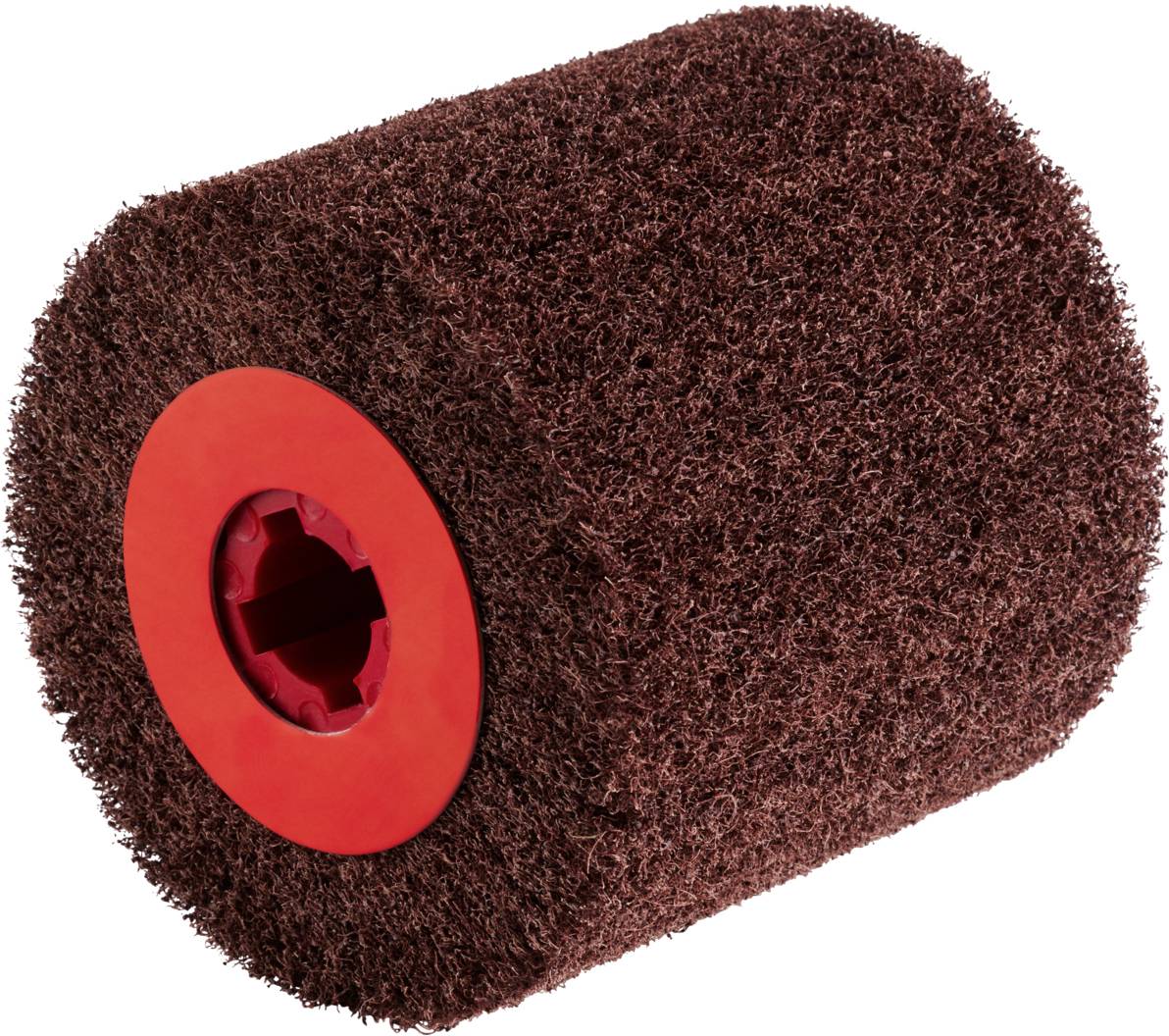 Brown grinding roller with a red inner core, suitable for surface processing in craft or industrial applications.
