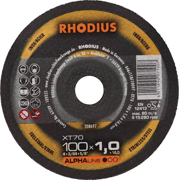 Rhodius XT70 208697 Cutting disc  50 pc(s) Stainless steel, Steel