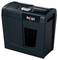 A black paper shredder by Rexel, model Secure X6, suitable for destroying sensitive documents in the office or at home.