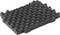 Black textured foam in a rectangular shape with a wave-like surface, used for sound absorption.