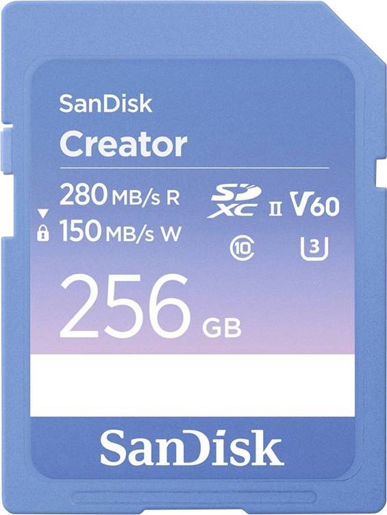 SanDisk Creator SDXC card Retail 256 GB Class 10, v60 Video Speed Class, UHS-II U3 Write protection