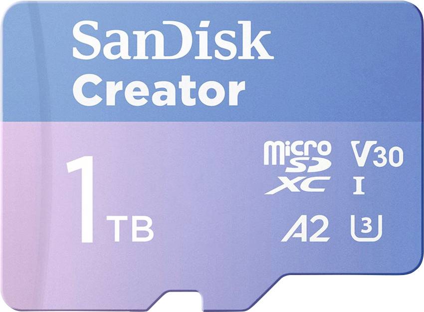 SanDisk Creator microSDXC card Retail 1 TB A2 Application Performance Class, UHS-I U3, v30 Video Speed Class incl. SD adapter, Temperature-proof,
