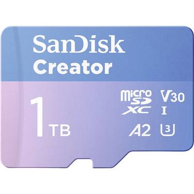 SanDisk Creator microSDXC card Retail 1 TB A2 Application Performance Class, UHS-I U3, v30 Video Speed Class incl. SD ad