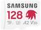 A Samsung microSD card with 128 GB capacity, suitable for UHS-I, Class U3, A2, V30.