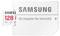 Samsung microSD card with 128 GB capacity and SD adapter.