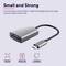 'Grey USB-C adapter from Trust, compact for travel. Includes short cable, reduces desk clutter. Manufactured from durable aluminium.'