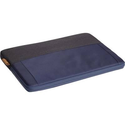Dark navy-black coloured laptop bag with a zip, lying at an angle. It provides protection and transportation for laptops.