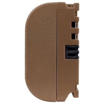 Brown, rectangular plastic object with side slots, possibly a technical device or accessory.