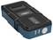 External battery pack in a rectangular shape with two USB ports and built-in torch. Black and blue casing.