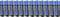 Fifteen AA batteries standing side by side with blue and black casing, marked with the inscription 'Hixon'.