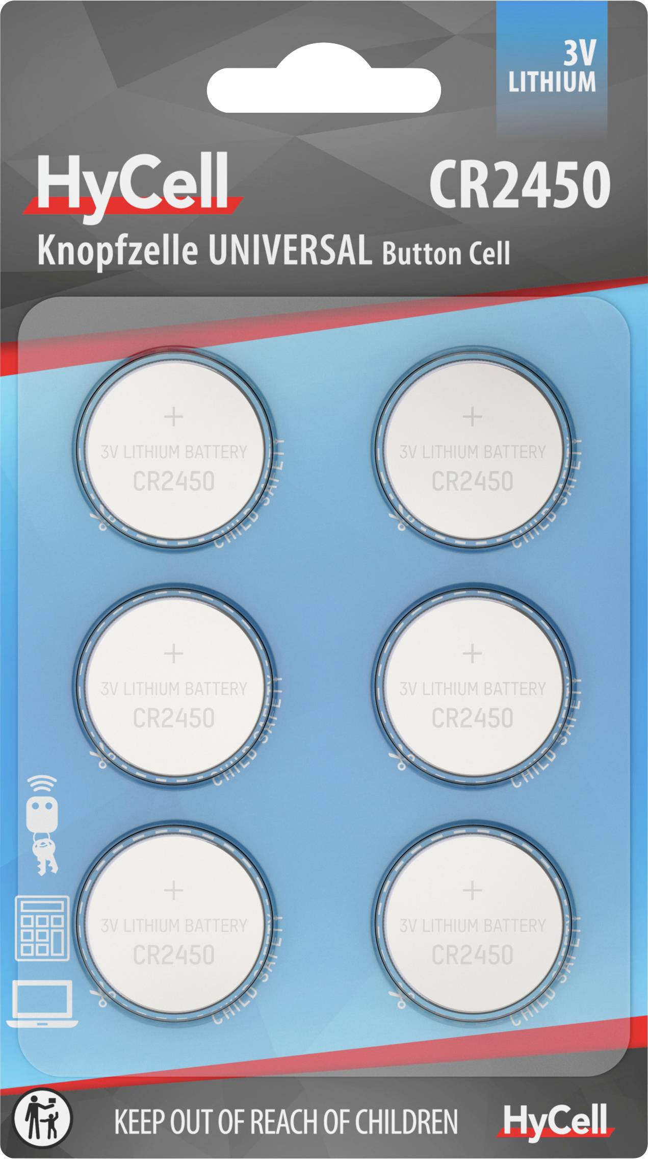 HyCell Button cell CR 2450 3 V 1 pc(s) Lithium 6er Blister Lithium Knopfzellen CR2450