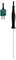 A temperature sensor with a black handle and a long, thin metal probe next to a green plug with two metal pins.