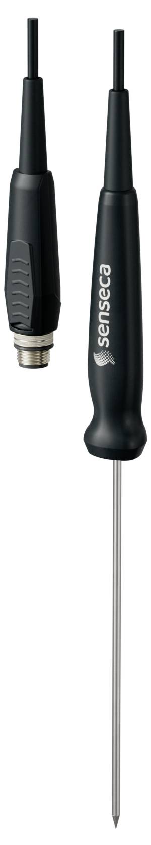 A black temperature probe with a long metal tip, featuring 'Sensirad' branding, suitable for precise measurement.