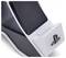 A white and black electronics stand with a PlayStation logo, likely a charging stand for controllers.