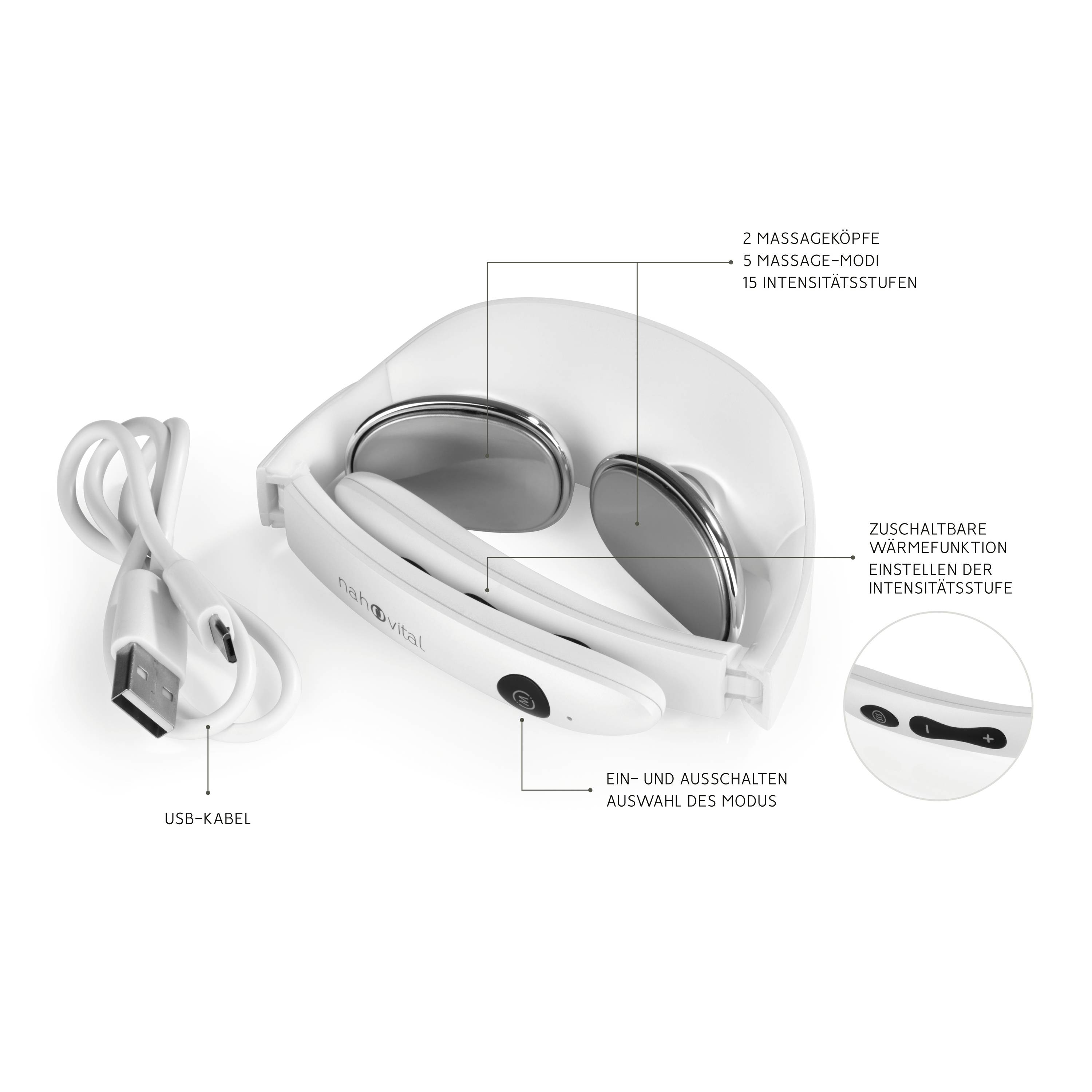 nah-vital Neck massager 3 W White-5