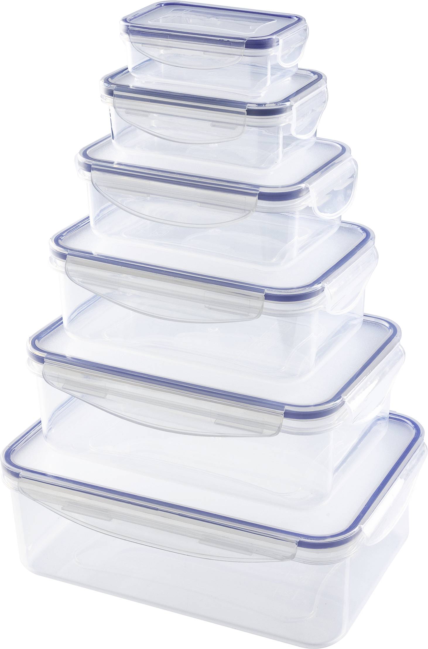 GourmetMaxx Storage container 6-piece set PP, Silicone Transparent, Blue 14943-0
