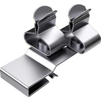 A silver, double-sided metal paperclip, suitable for fastening documents or other light materials.