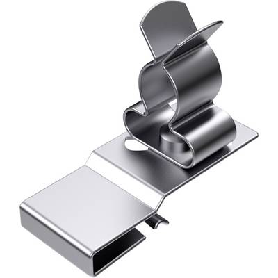 A silver metal clip with a butterfly-shaped spring clasp, suitable for securing documents or thin materials.