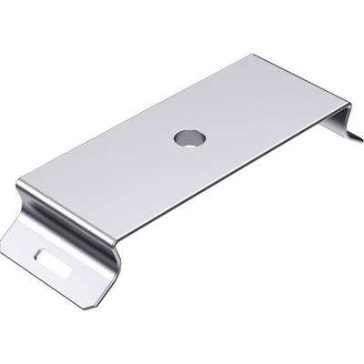 Metal bracket with a central hole and side flanges, used for fixing or mounting in construction or furniture projects.