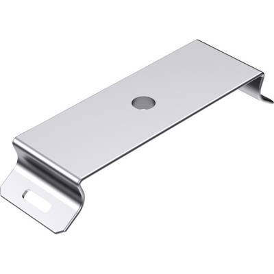 Metal clip with a central hole and curved ends, likely for mounting purposes.