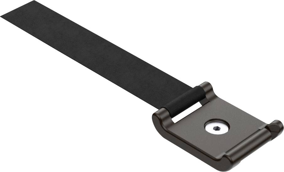 Flat metal angle bracket with black tape.