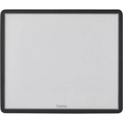 A rectangular, borderless, white chopping board with a black edge. Brand name 'Hama' centred at the bottom.