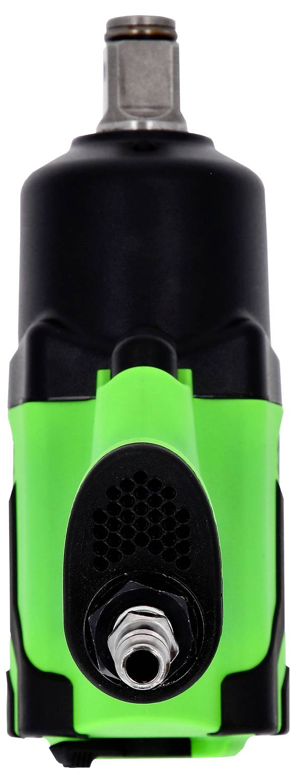 A green and black pneumatic screwdriver with a metal attachment, primarily used for workshop tasks and changing tyres.