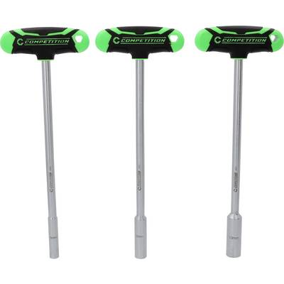 Three green T-handle hex keys in different sizes, suitable for various nuts and bolts.