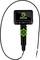 A portable inspection endoscope with a screen and flexible cable. It has a green casing and control buttons beneath the display.
