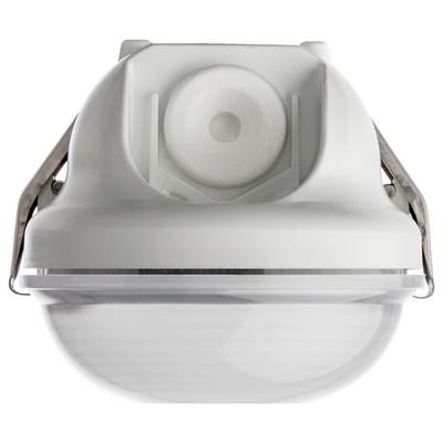 A white ceiling-mounted motion sensor with a domed, translucent cover designed for indoor use.