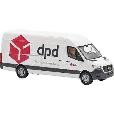 A delivery van with the 'dpd' logo and the slogan 'Your delivery experts' on the side, depicted in a forward motion.