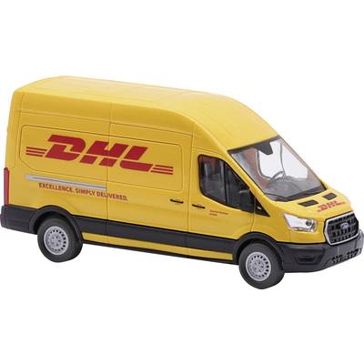 Yellow DHL delivery van stationary with company logo. Text reads: 'Excellence. Simply Delivered.'