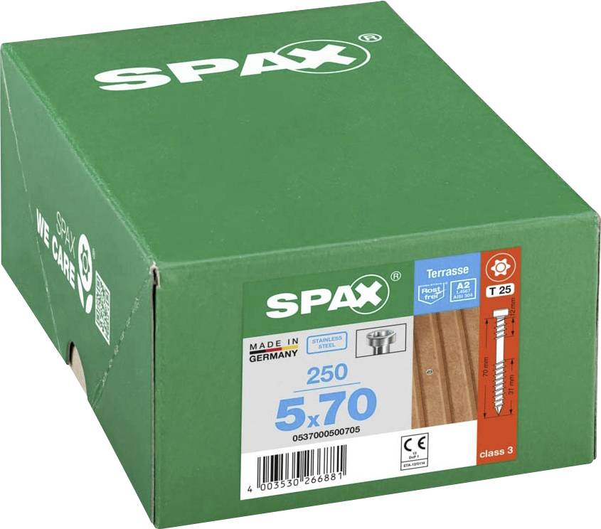 SPAX 0537000500705 Wood screw 5 mm 70 mm T-Star Plus Stainless steel A2 250 pc(s)