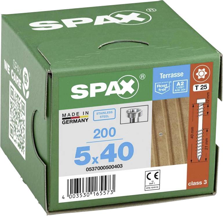 SPAX 0537000500403 Wood screw 5 mm 40 mm T-Star Plus Stainless steel A2 200 pc(s)