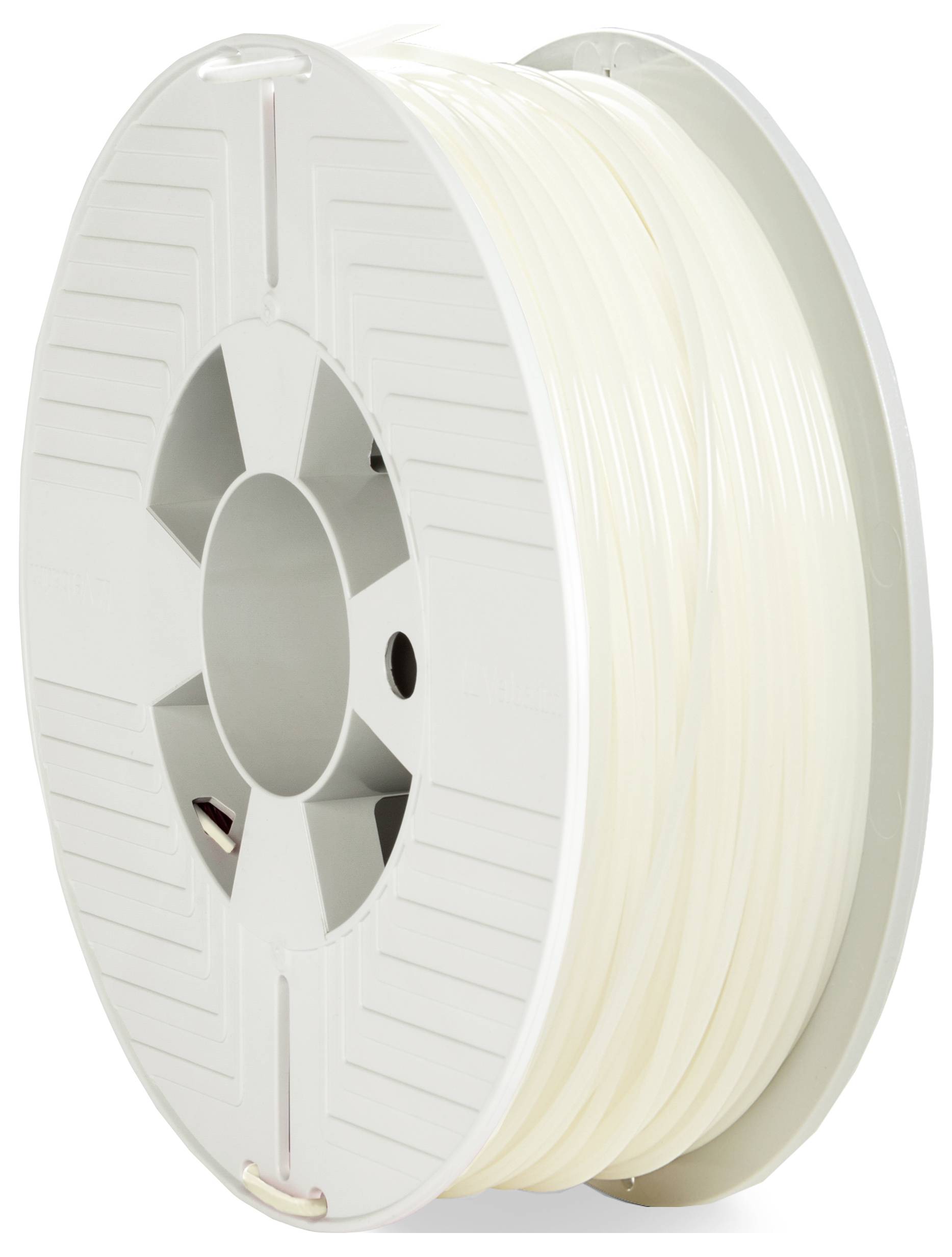 A large spool of white filament used for 3D printing.