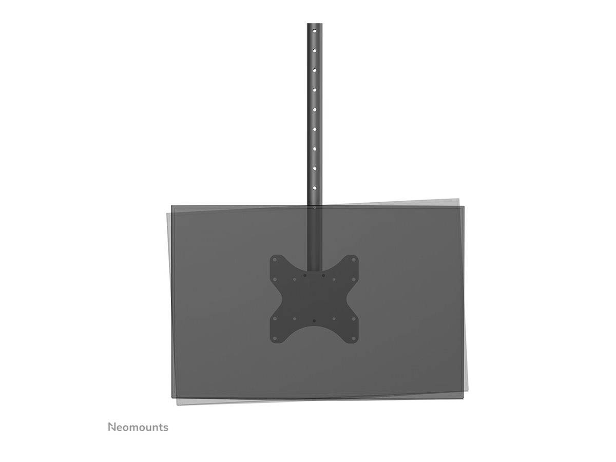 Neomounts monitor mount features a vertical pole and pivoting bracket, suitable for screen positioning.
