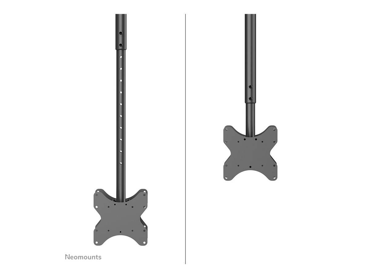 'Monitor mount' with adjustable height arm, left full view, right close-up of the mounting attachment.