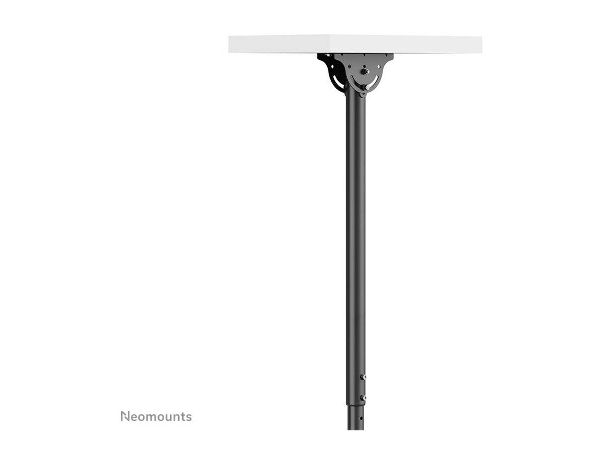 Black ceiling mount 'Neomounts' for projectors, attached to the underside of a white table.