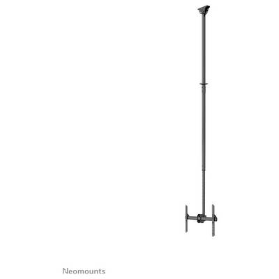 TV Ceiling Mount in Black. Long Rod with Adjustable Height and Tiltable Bracket. Suitable for Various Screen Sizes.
