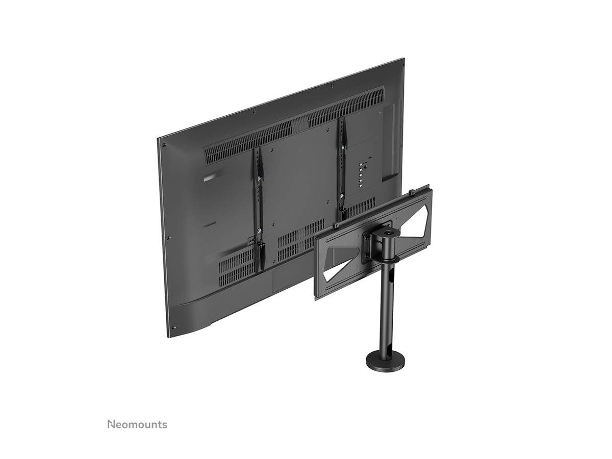 Rear view of a large screen mounted on an adjustable stand. Suitable for offices or presentation rooms.