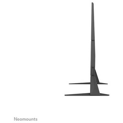 A side view of a slim, black monitor stand by Neomounts. The stand demonstrates its sleek design.
