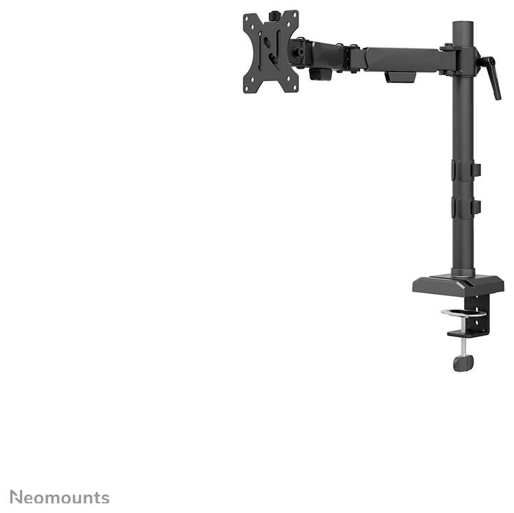 Steel monitor mount, tiltable, rotatable, with clamp fixing, suitable for screen sizes from 10 to 32 inches.